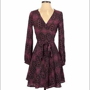 Anthropologie Yumi Kim Black and Pink Silk Wrap Dress